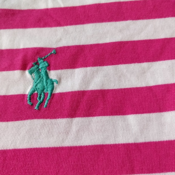 Ralph Lauren Sport v-neck pink stripe tee - Picture 3 of 5